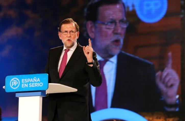 Mariano Rajoy lors d'un meeting le 18 décembre 2015 à Madrid 