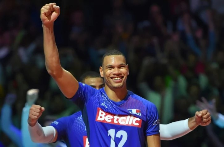 Le Français Stephen Boyer (c) lors de la victoire sur l'Italie en quarts de finale de l'Euro le 24 septembre 2019