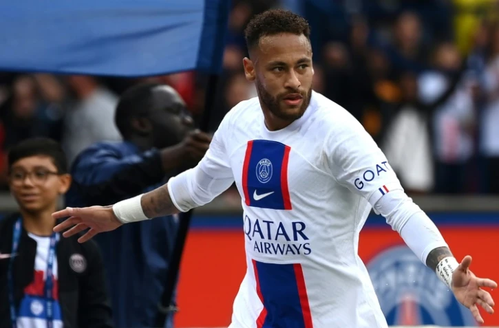 L'attaquant parisien Neymar vient d'ouvrir la marque contre Brest, le 10 septembre 2022 au Parc des Princes 