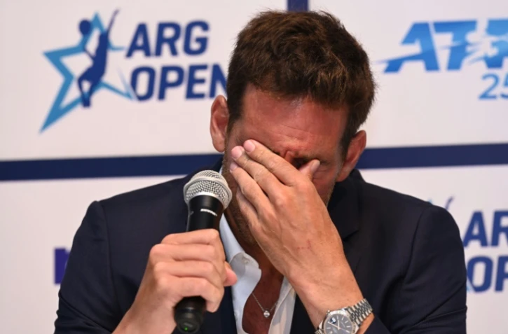 L'Argentin Juan Martin Del Potro, ému en conférence de presse à Buenos Aires, le 5 février 2022 