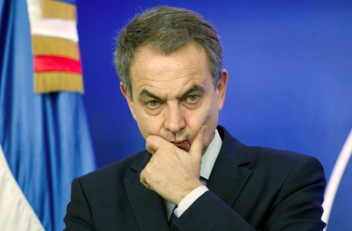 L'ex-Premier ministre espagnol JosĂ© Luis RodrĂguez Zapatero lors d'une confĂ©rence de presse au ministĂšre des Affaires Ă©trangĂšres de la RĂ©publique dominicaine, Ă Saint-Domingue, le 7 fĂ©vrier 2018