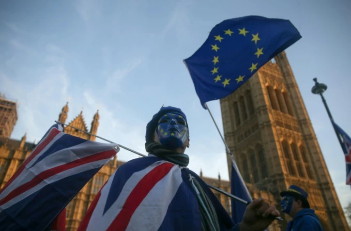 Un partisan pro-européen lors d'une manifestation devant le parlement à Londres le 18 décembre 2017