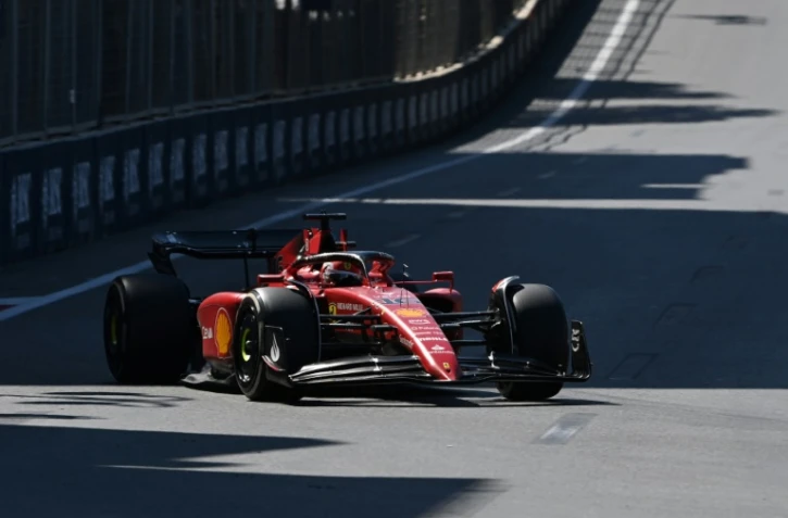 La Ferrari du Monégasque Charles Leclerc, contraint à l'abandon lors du GP d'Azerbaïdjan, le 12 juin 2022 à Bakou