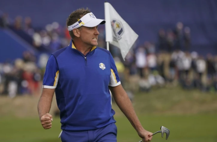 L'Anglais Ian Poulter, vainqueur de l'Américain Dustin Johnson lors de la Ryder Cup, le 30 septembre 2018 à Saint-Quentin-en-Yvelines