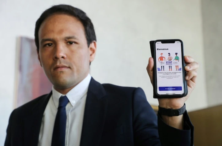 Le secrétaire d'Etat au numérique Cédric O présente l'application StopCovid, à Paris le 29 mai 2020