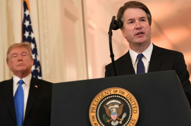 Le magistrat Brett Kavanaugh fait une courte allocution après l'annonce de sa nomination, par Donald Trump, à la Cour suprême des Etats-Unis, à Washington, le 9 juillet 2018  
