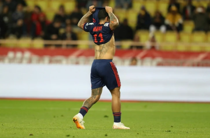 L'attaquant de Lyon Memphis Depay après avoir manqué un penalty contre Monaco, le 24 février 2019 à Louis-II