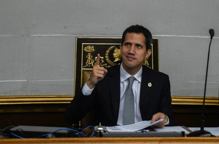 Juan Guaido, à la tête de l'Assemblée nationale et autoproclamé président par intérim, reconnu par une cinquantaine de pays, le 26 mars 2019 à Caracas
