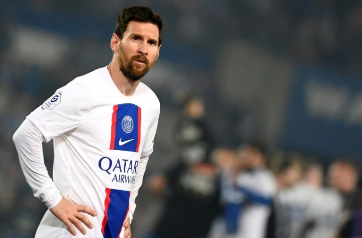 L'attaquant argentin du Paris Saint-Germain Lionel Messi pendant le match de L1 contre le RC Strasbourg, à Strasbourg, le 27 mai 2023
