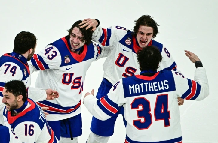 Les hockeyeurs américains le 22 février 2026 à Milan