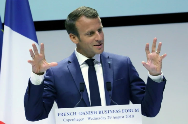 Le président Emmmanuel Macron participe au Forum économique franco-danois à Copenhague, le 29 août 2018