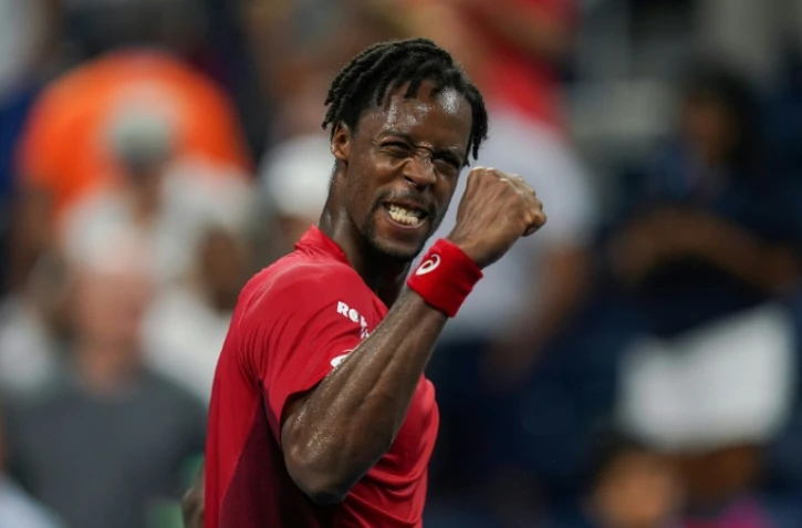 Gael Monfils célèbre sa victoire contre Pablo Andujar en 8e de finale de l'US Open, le 2 septembre 2019 à New York.