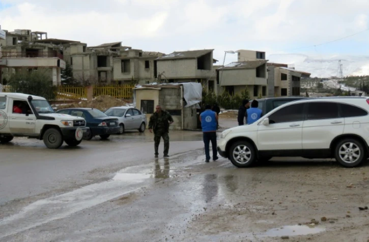 Des équipes de maintenance arrivent à Aïn al-Fijé, dans la campagne de Damas, pour intervenir sur la station de pompage vitale pour l'alimentation en eau de la capitale, le 28 janvier 2017