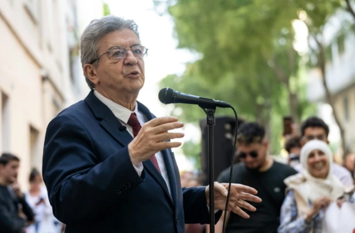 Le fondateur de LFI Jean-Luc Mélenchon s'exprime en public, le 7 mai 2026 à Marseille (Bouches-du-Rhône)