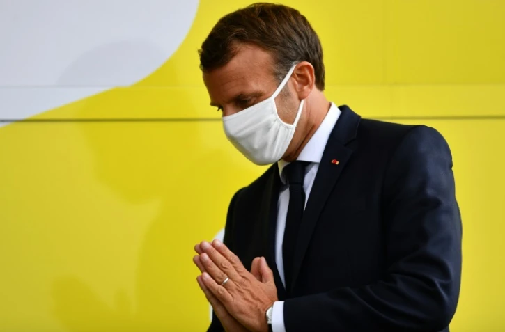 Le président Emmanuel Macron à l'arrivée de la 17e étape du Tour de France, à Méribel, le 16 septembre 2020