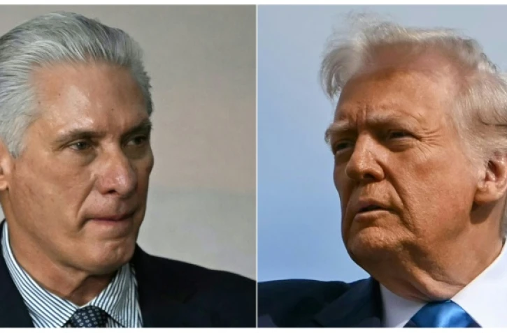 Combinaison de photos créée le 11 janvier 2026 montrant à gauche le président cubain Miguel Diaz-Canel et à droite le président américain Donald Trump