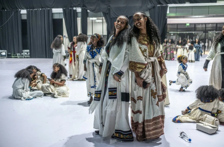 Des femmes en costume traditionnel lors des festivités d'Ashenda, symbole de l'indépendance et de l'émancipation des femmes et des filles, le 22 août 2026 à Addis Abeba
