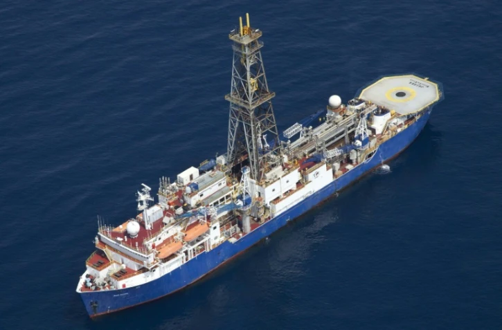 Photo fournie par l'Université de Canberra le 28 juillet 2017, montrant le Joides Resolution, bateau de recherche scientifique, qui va partir pour Zealandia, le "nouveau continent"