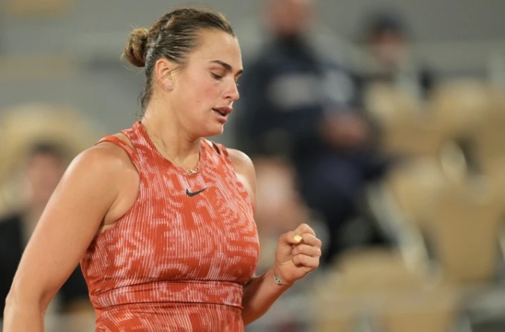 La Bélarusse Aryna Sabalenka lors de son match de 3e tour face à l'Espagnole Paula Badosa, le 1er juin 2024 à Roland-Garros