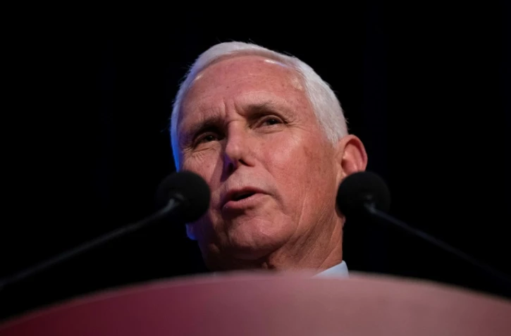 L'ancien vice-président américain Mike Pence lors d'une conférence à l'université de Caroline du Nord de Chapel Hill, le 26 avril 2023