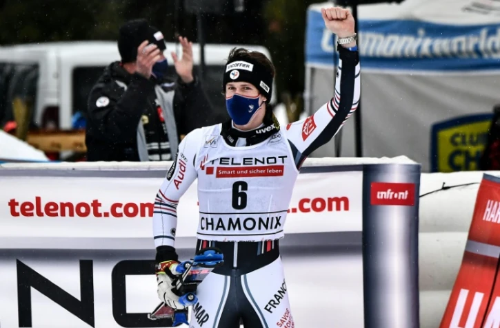 Le Français Clément Noël, vainqueur du slalom de Coupe du monde, le 30 janvier 2021 à Chamonix