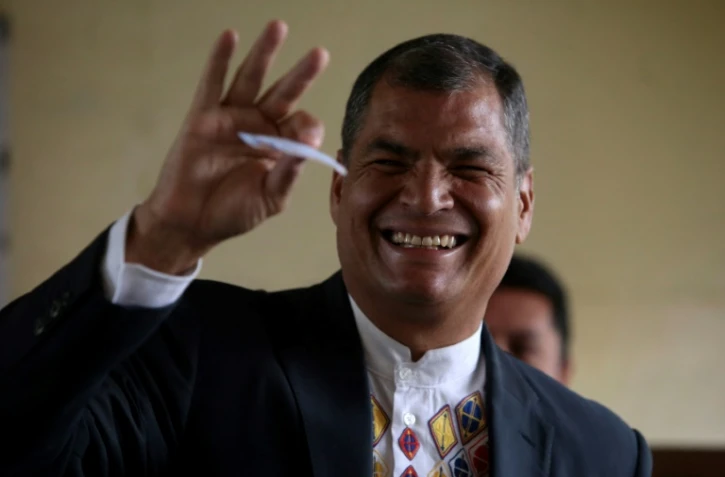 Le président équatorien, Rafael Correa, après avoir voté à Quito, le 19 février 2017