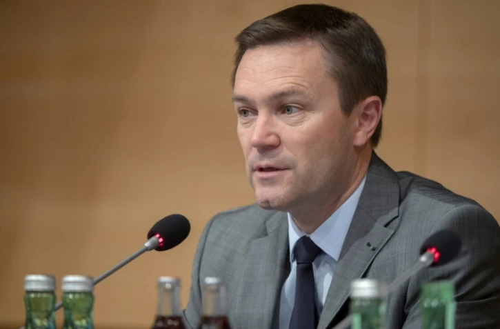 Le président de l'UCI, David Lappartient, en conférence de presse à Innsbruck, en Autriche, le 29 septembre 2018