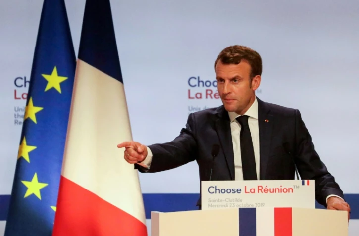 Le président Emmanuel Macron lors d'une intervention à Saint-Denis-de-la-Réunion, le 23 octobre 2019