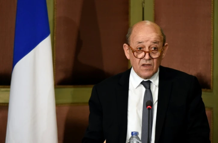 Le ministre des Affaires étrangères Jean-Yves Le Drian au Caire, le 29 avril 2018
