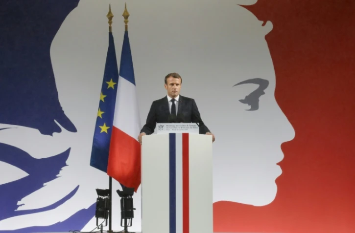 Hommage rendu le 8 octobre 209 par Emmanuel Macron aux fonctionnaires tués à la Préfecture de police de Paris