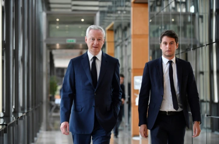 Le ministre de l'Economie et des Finances Bruno Le Maire (gauche) et Gabriel Attal, alors ministre chargé des Comptes publics, photographiés au ministère de l'Economie et des Finances à Paris le 19 juin 2023