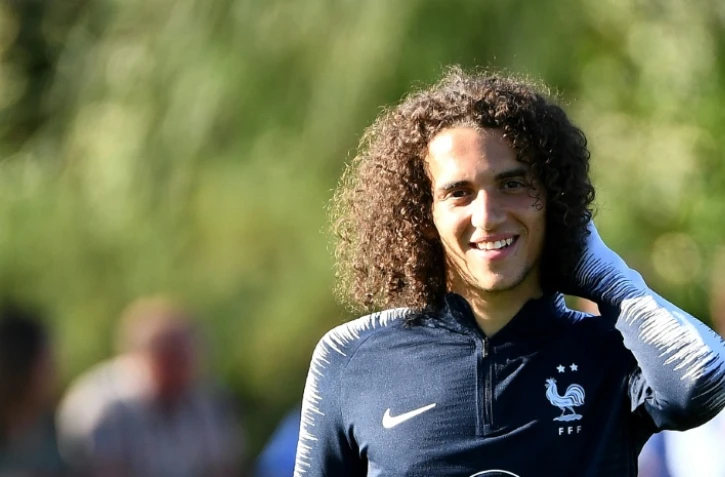 Le milieu français Mattéo Guendouzi lors d'une séance d'entraînement des Bleus à Clairefontaine-en-Yvelines, le 2 septembre 2019
