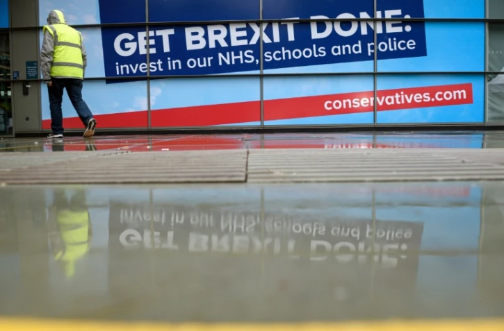 La façade du Palais des congrès de Manchester avant la réunion des conservateurs britanniques, le 28 septembre 2019