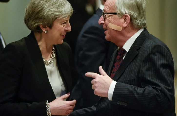 La Première ministre britannique Theresa May et le président de la Commission européenne Jean-Claude Juncker, le 20 février 2019 à Bruxelles