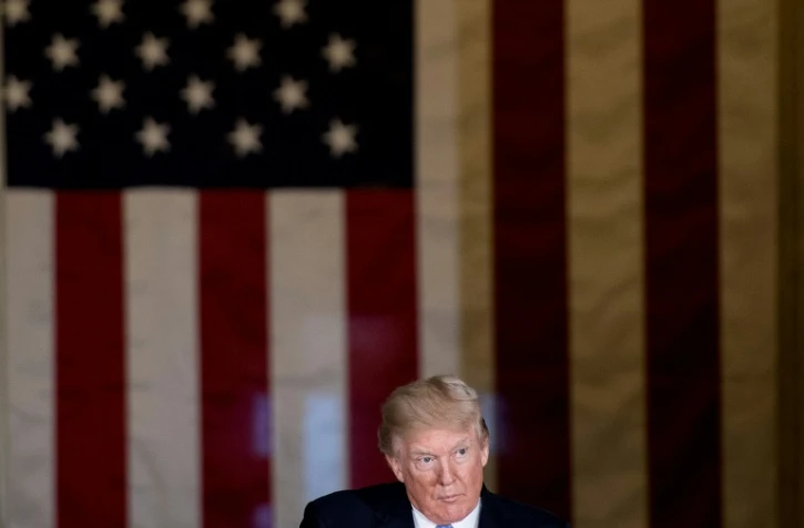 Donald Trump au cours d'une cérémonie d'hommage à un ancien sénateur républicain au Capitole, le 17 janvier 2018