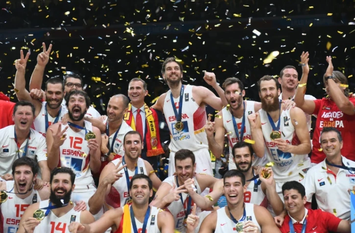 L'équipe d'Espagne de basket sacrée championne d'Europe face à la Lituanie à Villeneuve-d'Ascq, le 20 septembre 2015