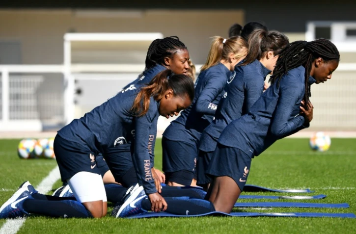 Les Bleues à l'entraînement, le 15 mai 2019 à Clairefontaine