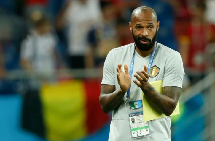 L'entraîneur adjoint de la Belgique, le Français Thierry Henry, lors du 8e de finale face au Japon, à Rostov-On-Don, le 2 juillet 2018