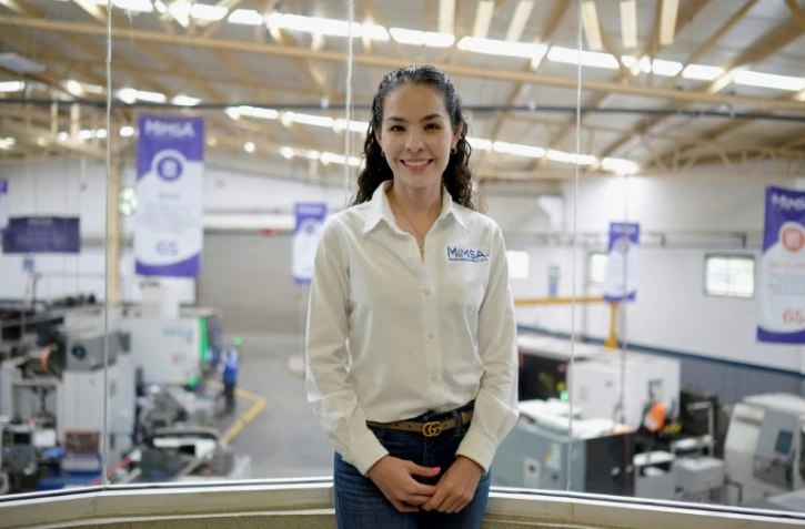 Blanca Lopez, directrice exécutive de l'entreprise Maquinados Industriales Mitras (MIMSA) à Santa Catarina, près de Monterrey,le 29 avril 2024 au Mexique