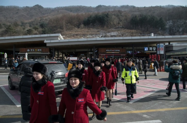 Arrivée de la délégation nord-coréenne pour les JO d'hiver, le 7 février 2018 à Gapyeong