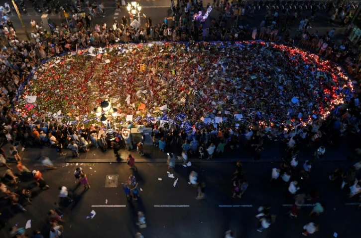 Manifestation contre la violence jihadiste à Barcelone, en Espagne, le 26 août 2017 après les attentats meurtriers