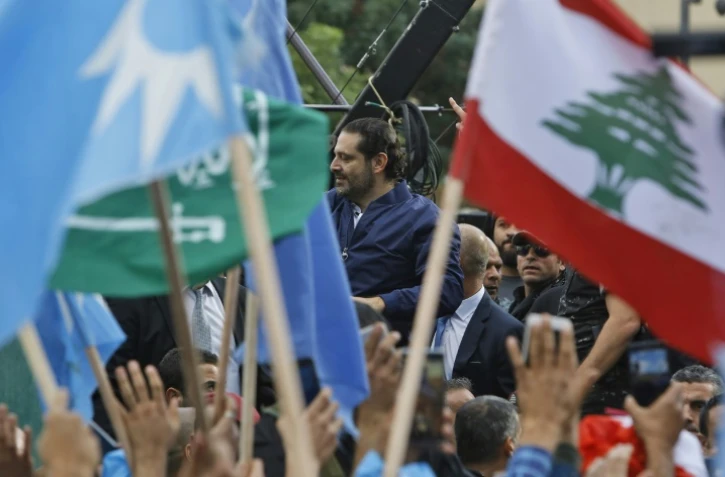 Le Premier ministre libanais Saad Hariri au milieu de ses partisans, le 22 novembre 2017 à Beyrouth