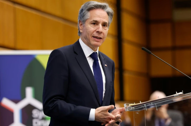 Le secrétaire d'État américain Antony Blinken lors de la 67e session de la Commission des stupéfiants des Nations Unies, le 15 mars 2024 à Vienne, en Autriche