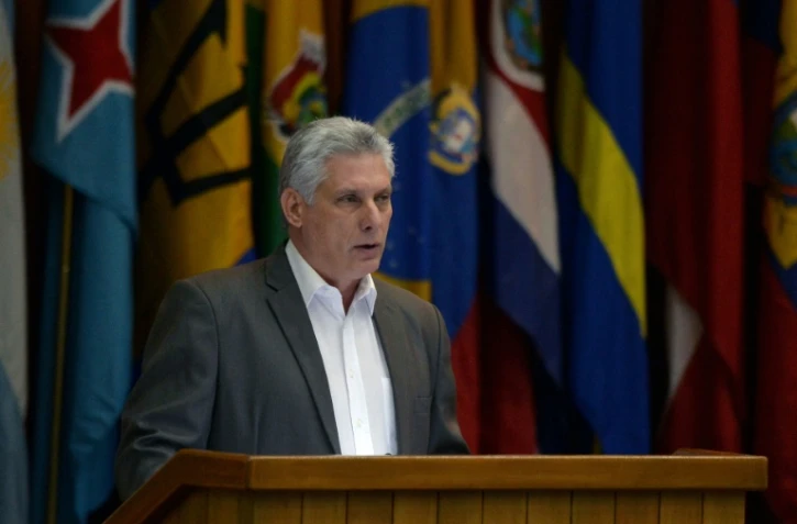 Le président cubain Miguel Diaz-Canel lors d'un discours à la Havane, le 17 juillet 2018 