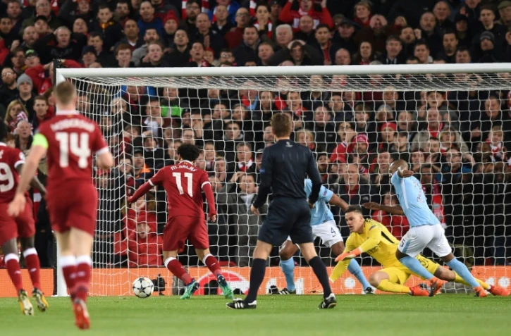 Le milieu de terrain égyptien de Liverpool marque dans les buts de Manchester City en 1/4 de finale aller de Ligue des champions le 4 avril 2018