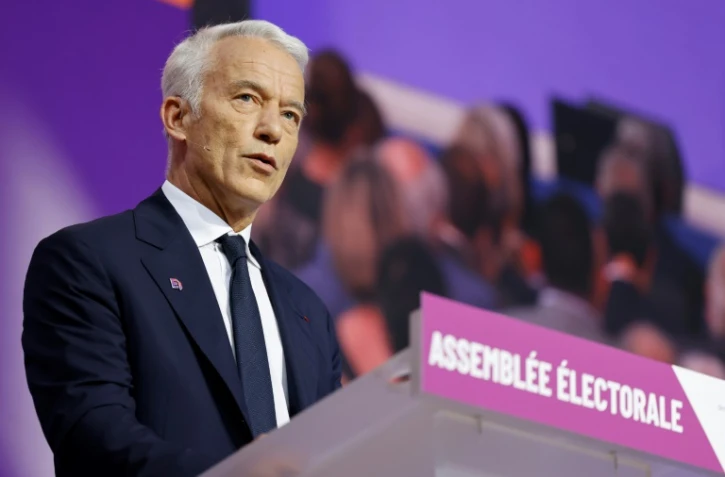  Patrick Martin prononce un discours lors de réunion du Medef à l'issue de laquelle il a été élu nouveau président de l'organisation patronale, le 6 juillet 2023 à Meudon
