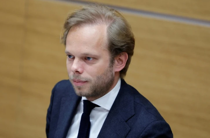 Le député UDR Charles Alloncle, rapporteur de la Commission d'enquête sur l'audiovisuel public, à l'Assemblée nationale, le 8 avril 2026 à Paris