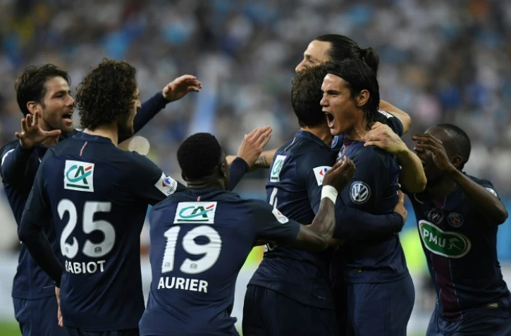 Les Parisiens fĂŞtent le but de Zlatan Ibrahimovic, le 21 mai 2016, au Stade de France