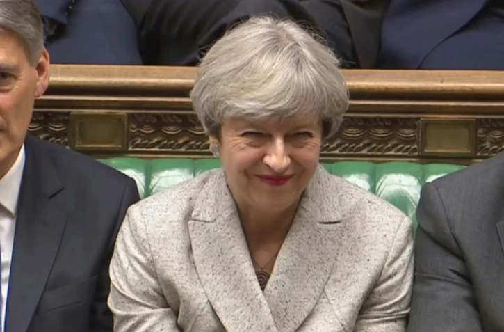 Une image de la télévision du Parlement britannique montre Theresa May le 13 juin 2017 à Londres