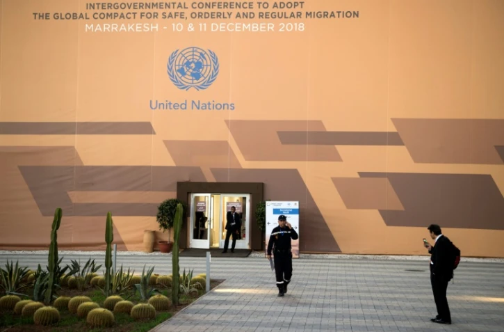 Photo prise le 9 décembre 2018 montrant le lieu où se tiendra la conférence de l'ONU sur les migrations, à Marrakech, au Maroc